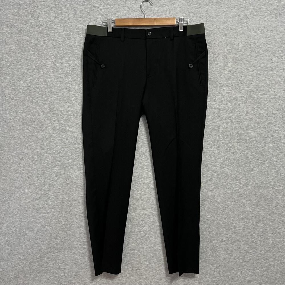 Emporio Armani Pants Mens 52 35x29 Black‎ Wool Italy Flat Front Dress Trousers
